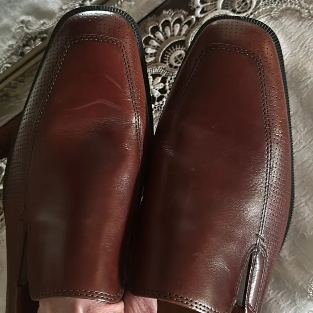 Ecco Brown Leather Slip On Loafers Men Size 10 Casual Dressy Office Business